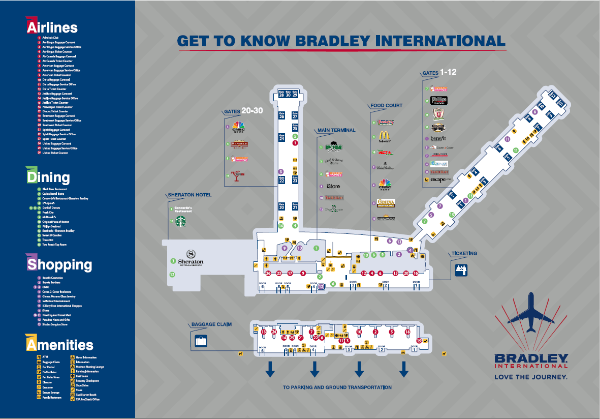 Bradley International Airport Terminal Map Terminal Map | Bradley International Airport