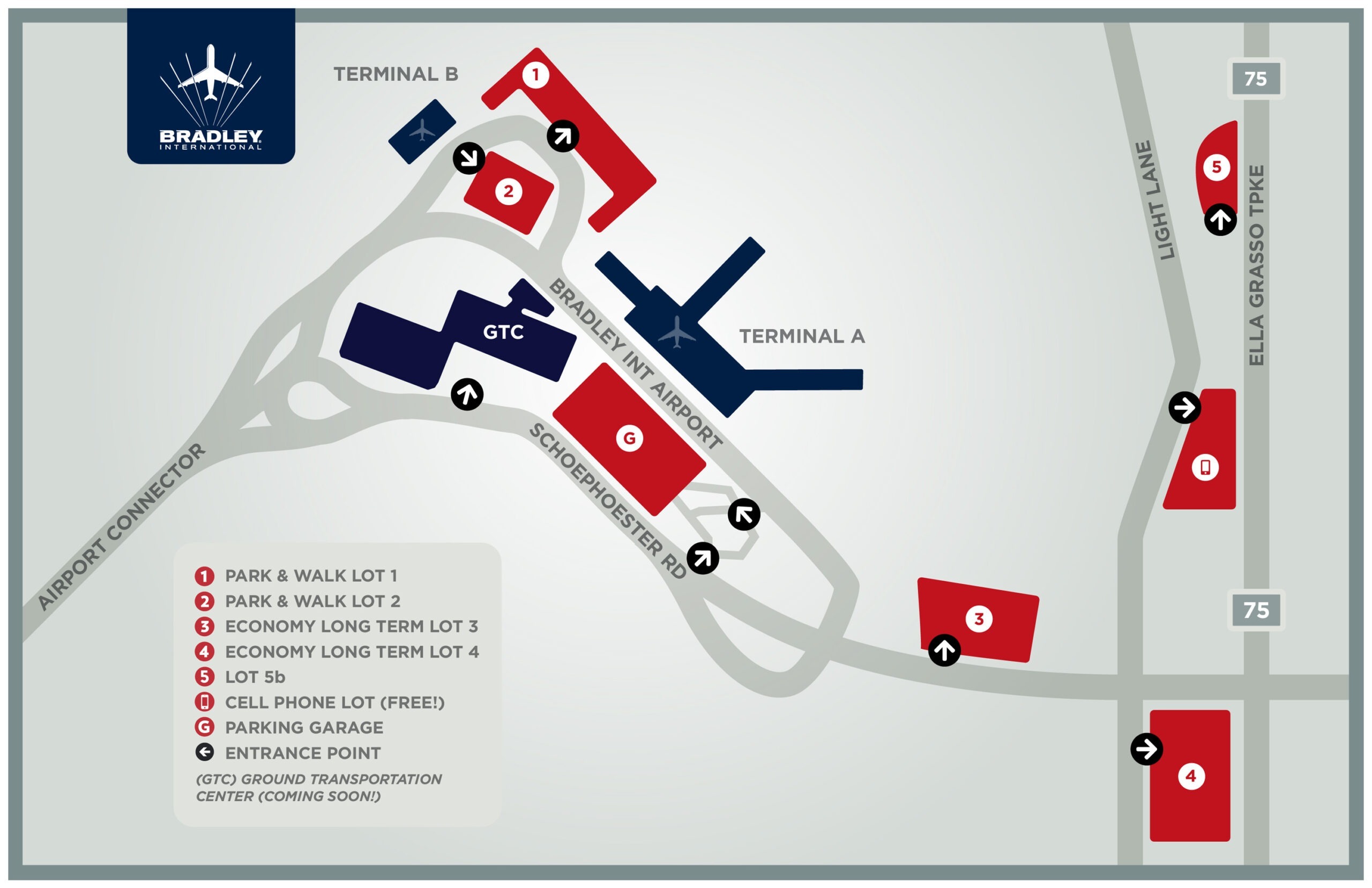 Maps Bradley International Airport